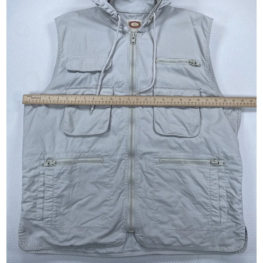 Banana Republic Safari Vest Men's XL Full Zip Pockets Hood‎ Vintage Beige